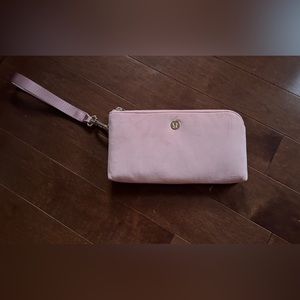 Lululemon pink suede wrist wallet